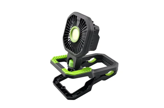 Battery Operated USB Rechargeable Portable Desk Fan Foldable for Camping and Working with COB LED Lamp and Magnet Clamp for Car Motor Repair
