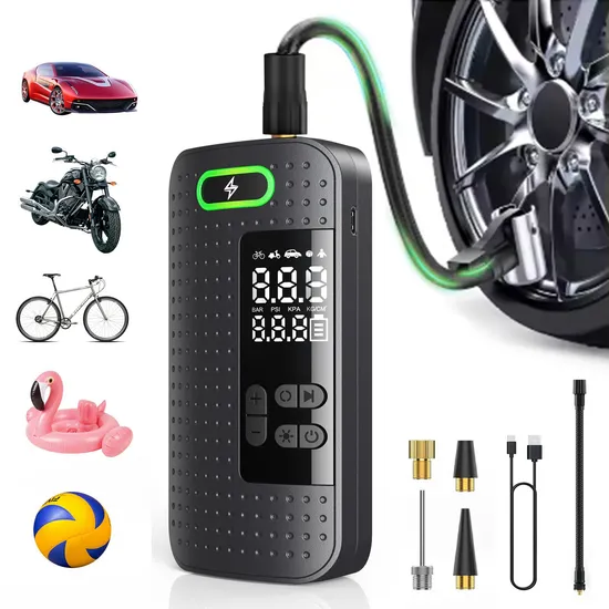 Portable Cordless Car Tire Inflator Pump 7.4V LED 